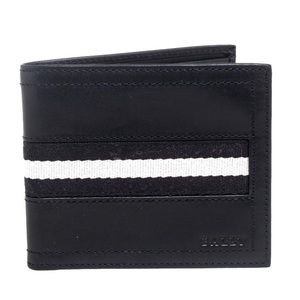 Bally Black Leather and Canvas Bifold Wallet